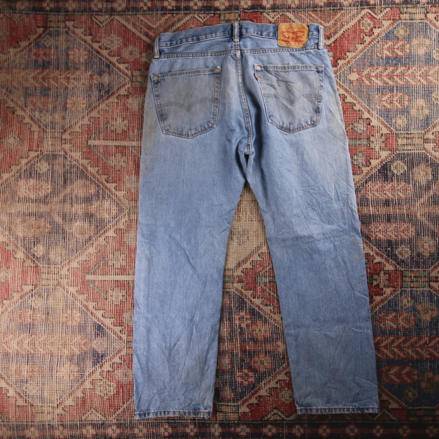 Levi's 505 Red Tab W36 L28 Straight Leg Regular Fit Classic Ripped Style Blue De