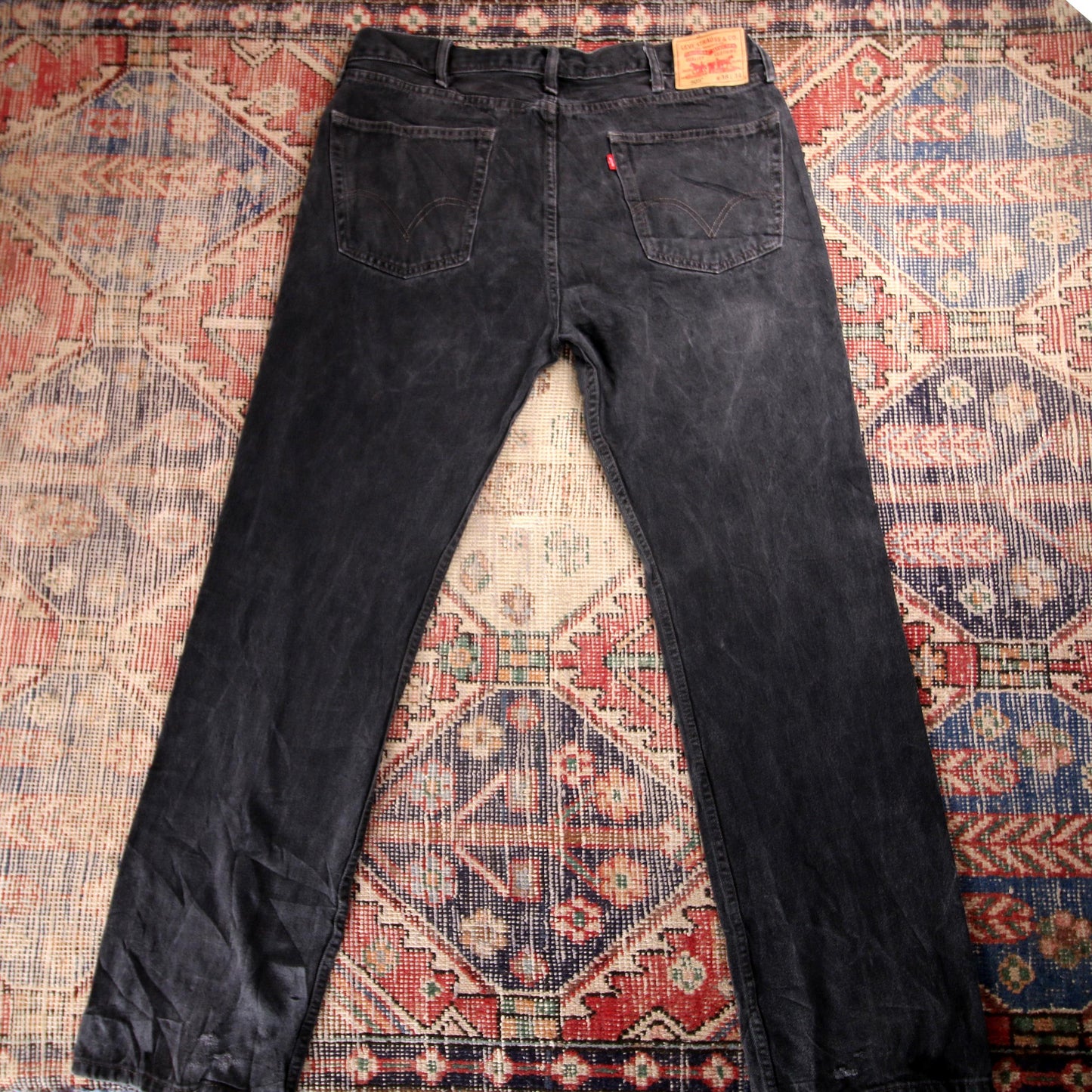 Levi's 505 W38 L33 Straight Leg Regular Fit Black Denim Jeans