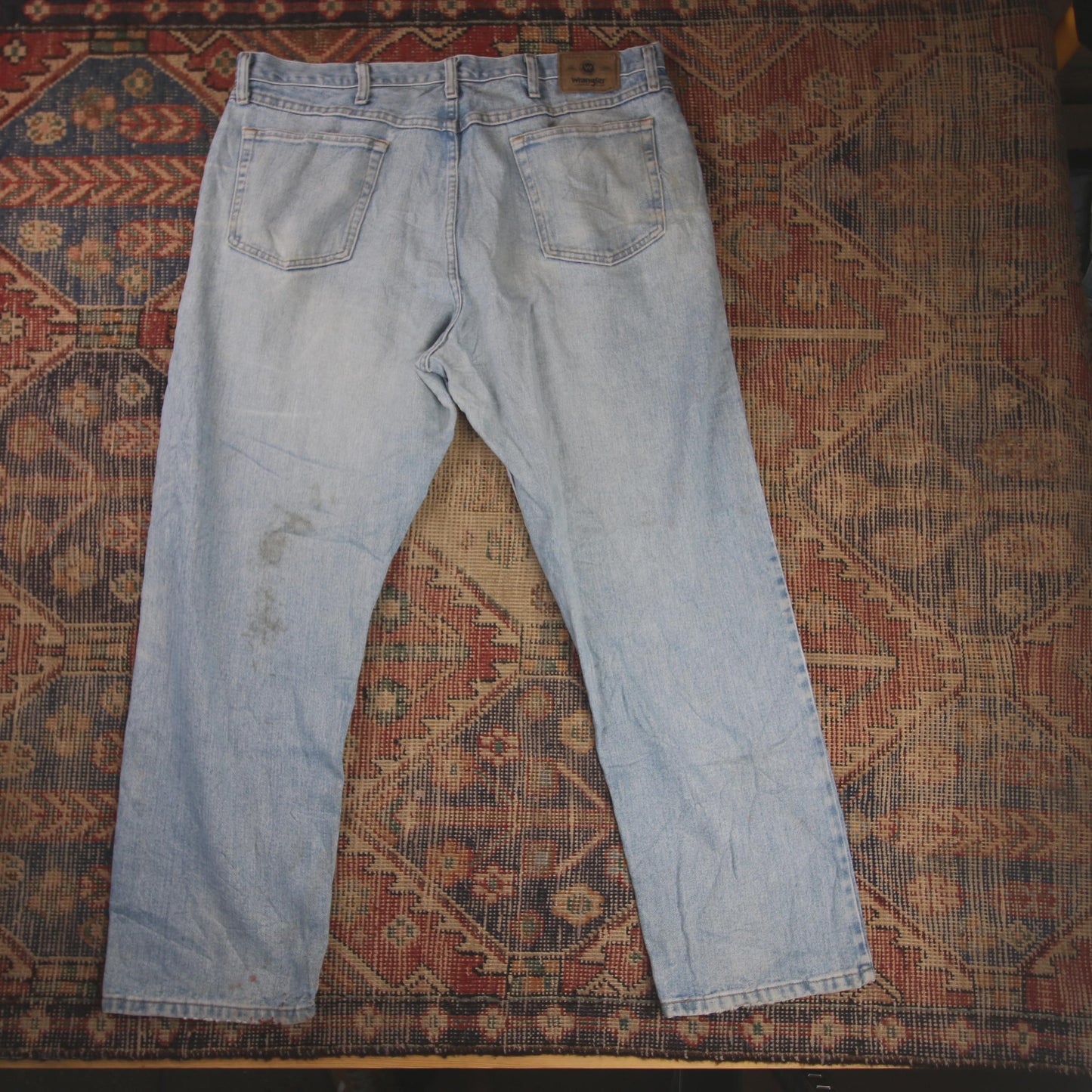 Wrangler W38 L30 Straight Leg Relaxed Fit Blue Denim Jeans