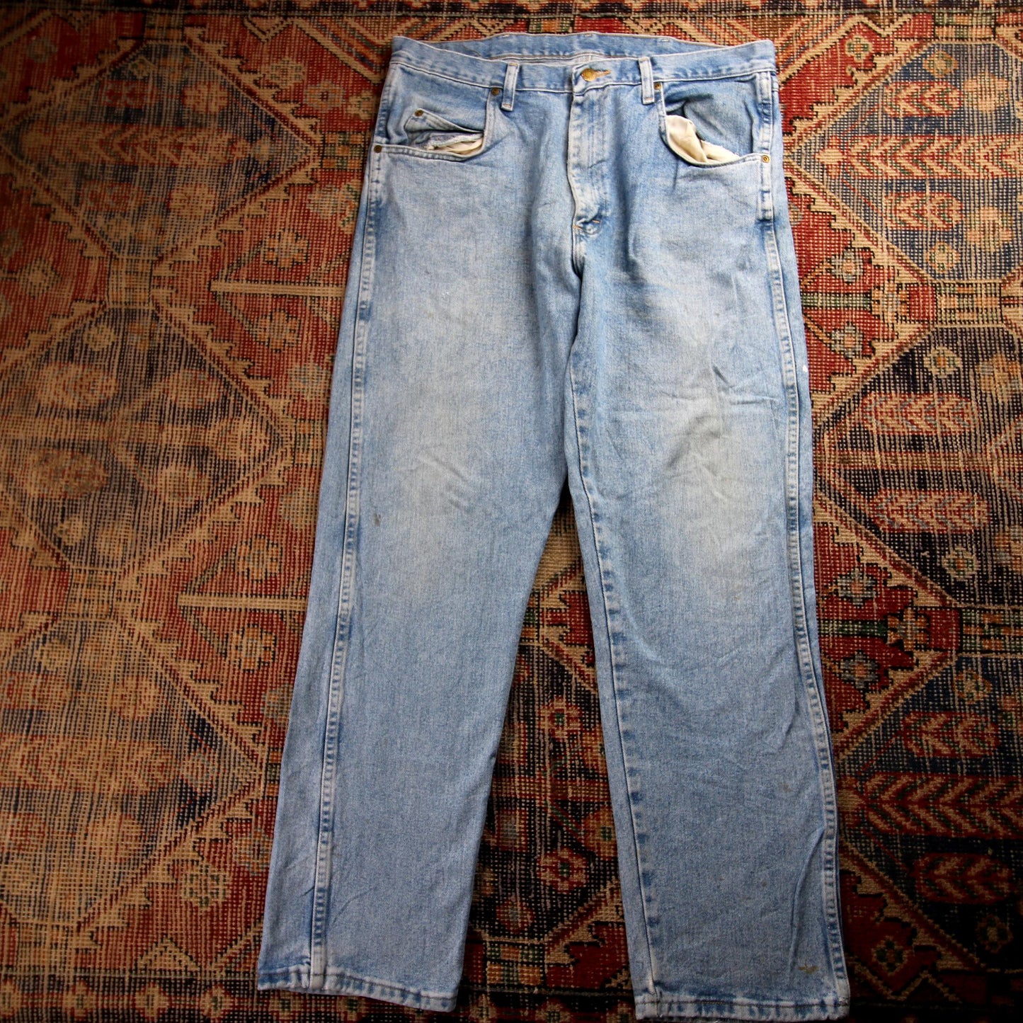Wrangler W36 L30 Straight Leg Relaxed Fit Blue Denim Jeans