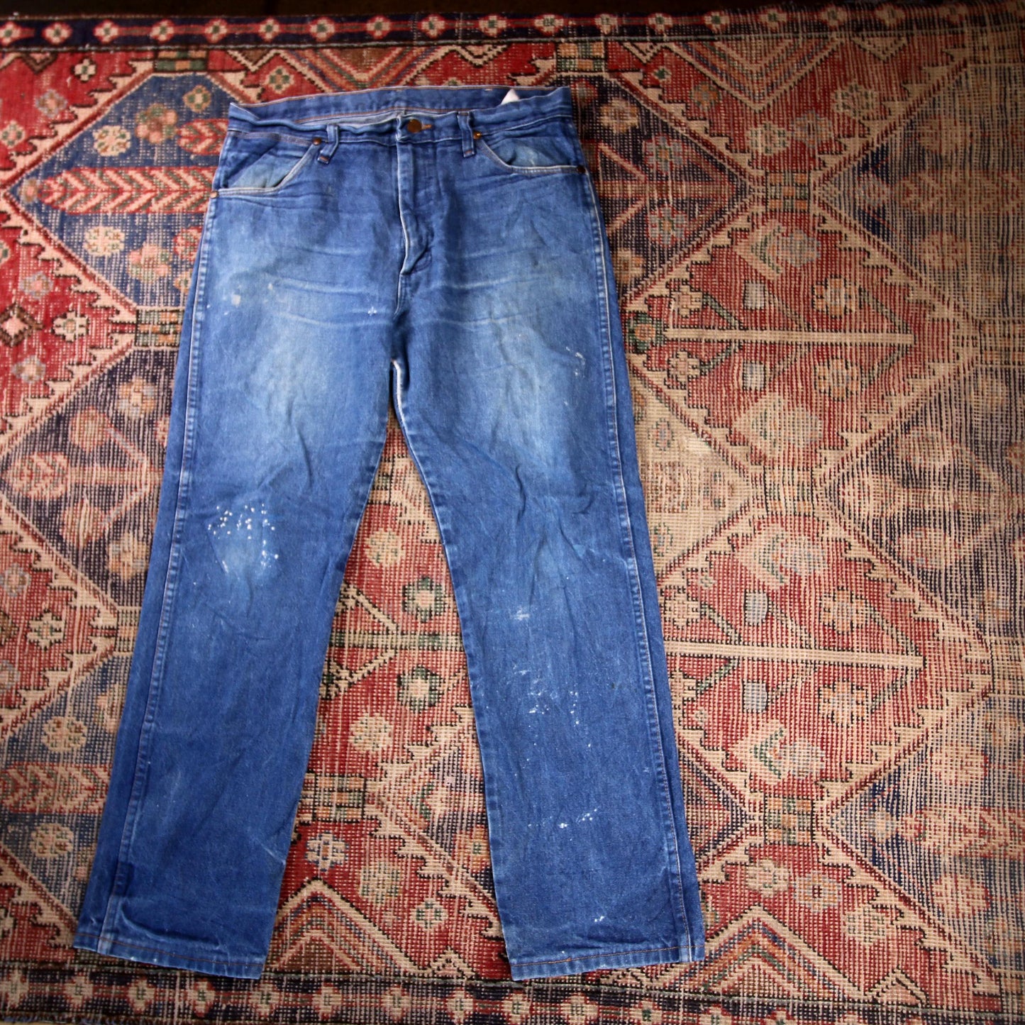 Wrangler W34 L30 Straight Leg Relaxed Fit Blue Denim Jeans