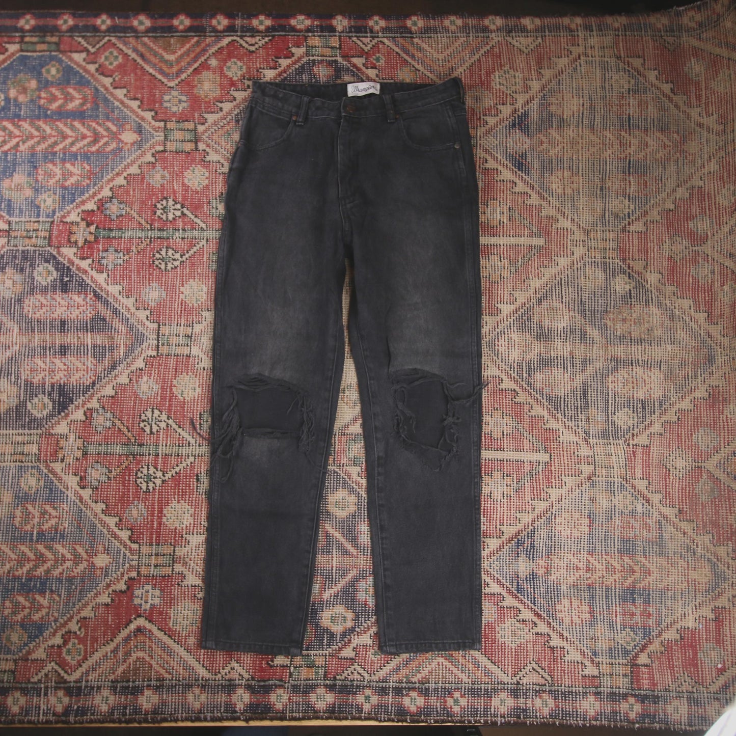 Wrangler W28 L26 Skinny Classic Ripped Style Black Denim Jeans