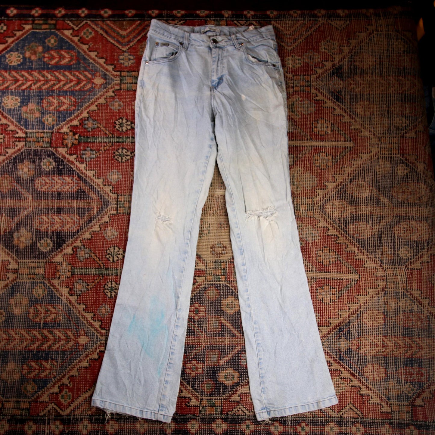Lee W30 L32 Straight Leg Relaxed Fit Classic Ripped Style Blue Denim Jeans