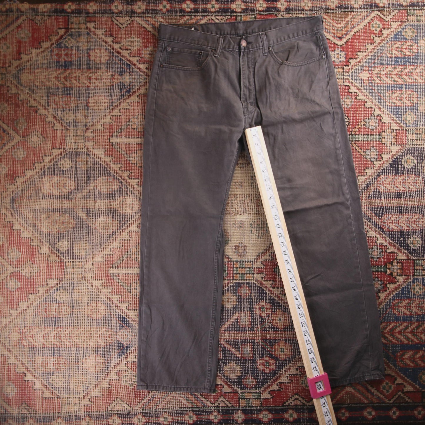 Levi's 505 White Tab W36 L29 Straight Leg Regular Fit Grey Denim Jeans