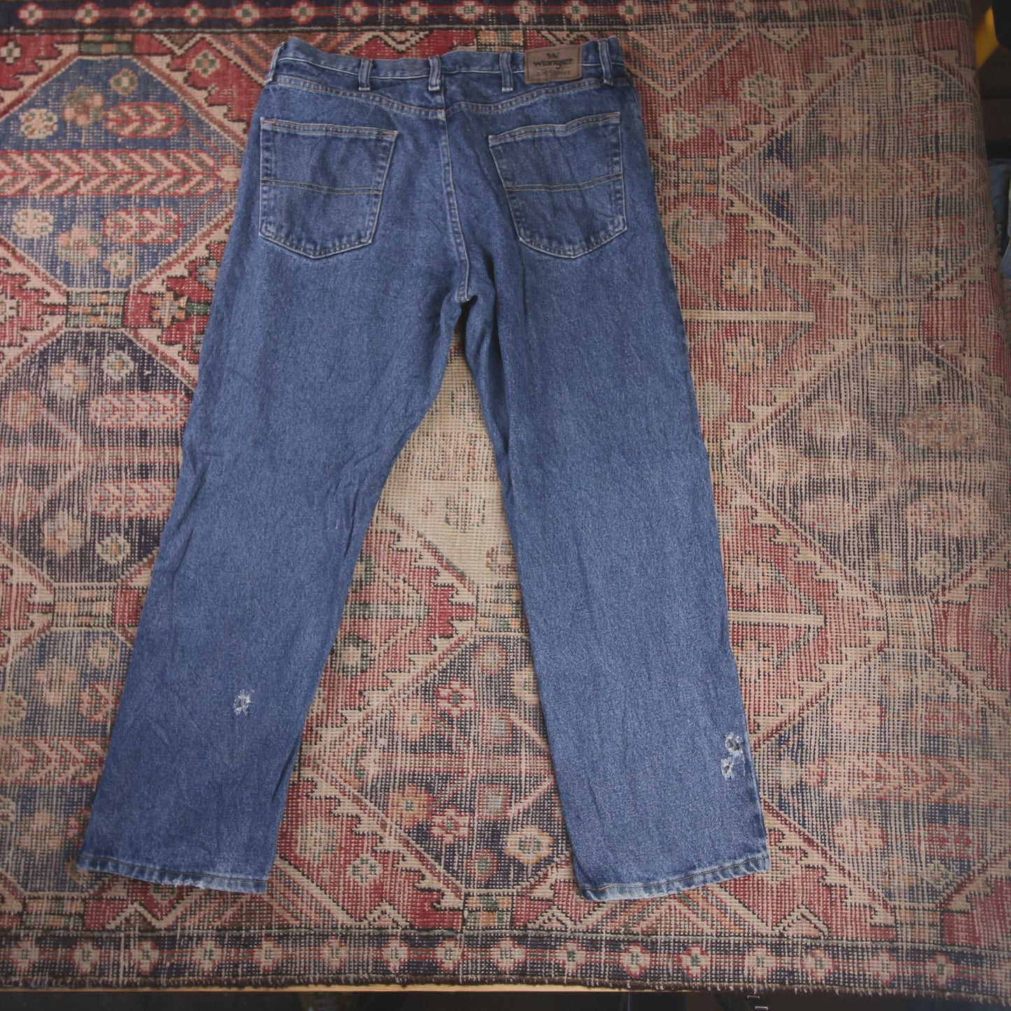 Wrangler W34 L29 Straight Leg Relaxed Fit Blue Denim Jeans