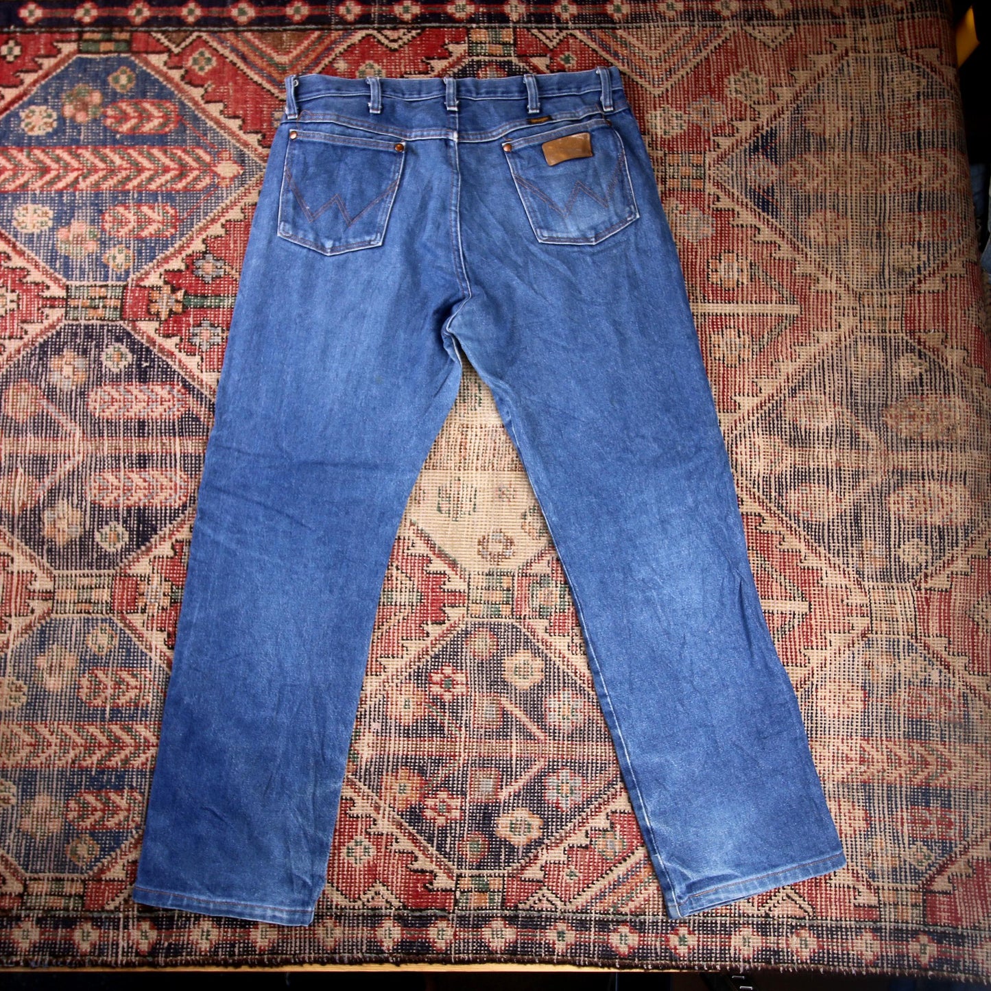 Wrangler W34 L29 Straight Leg Relaxed Fit Blue Denim Jeans