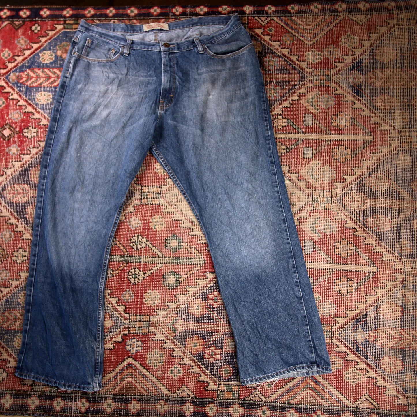 Wrangler W42 L29 Straight Leg Relaxed Fit Blue Denim Jeans
