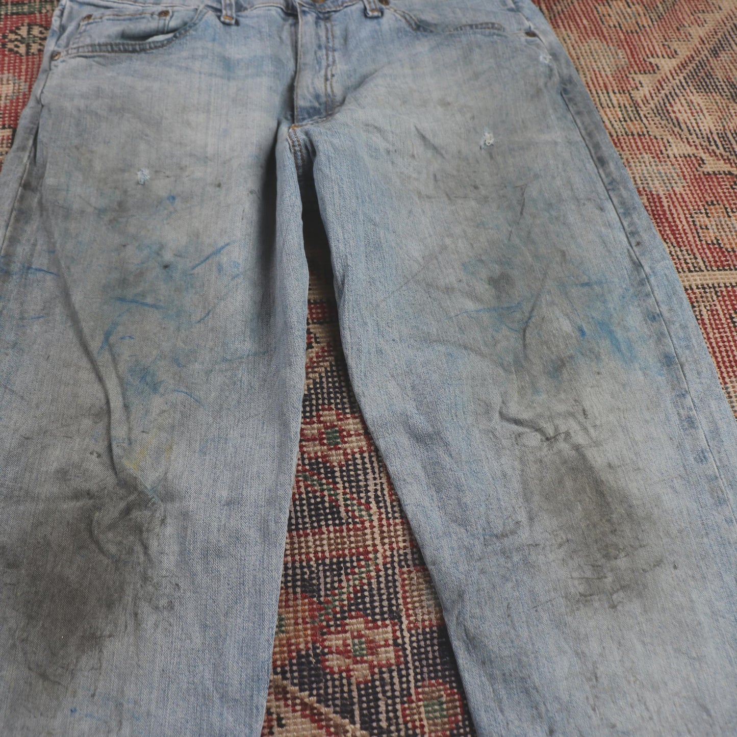 Wrangler W34 L28 Straight Leg Relaxed Fit Blue Denim Jeans