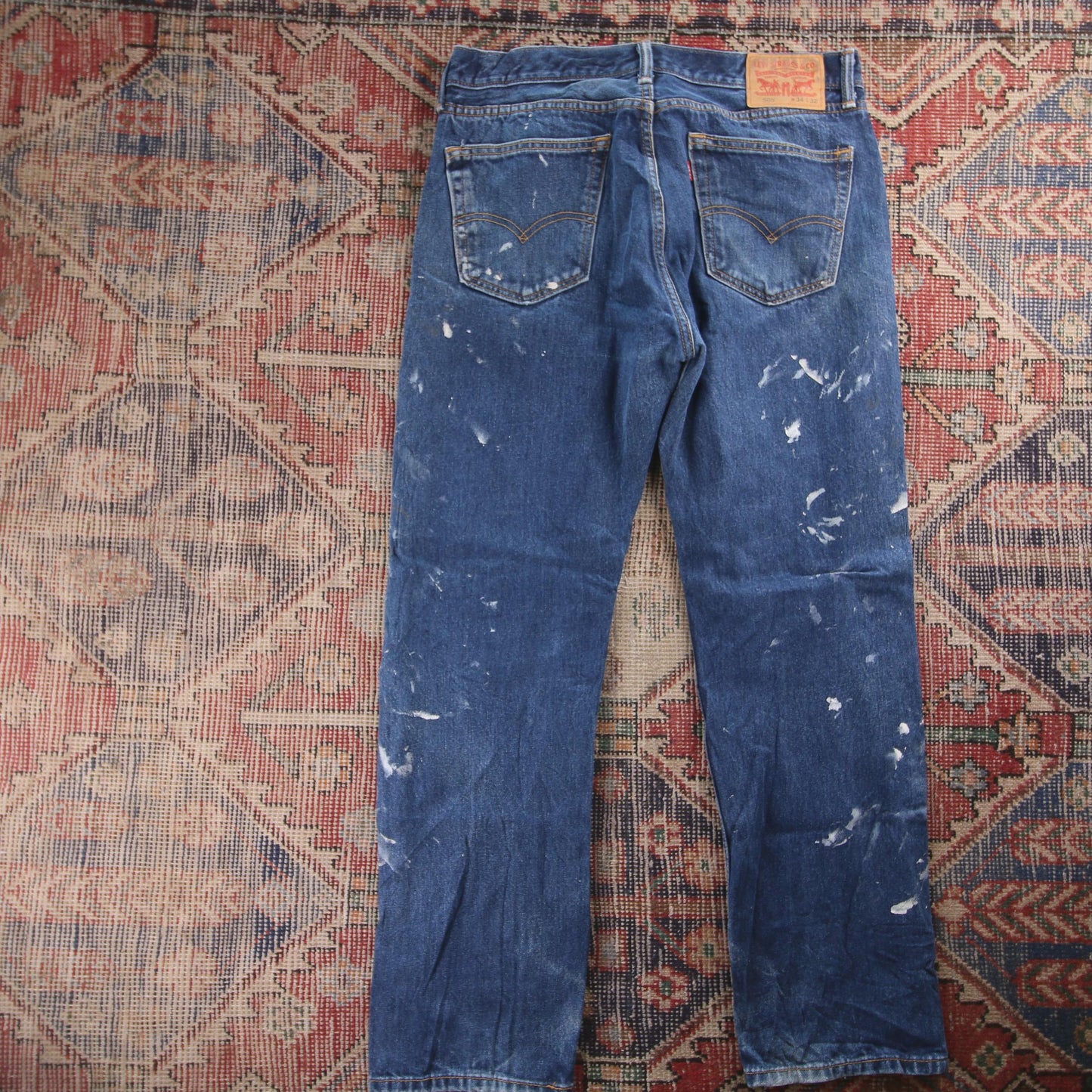 Levi's 505 Red Tab W34 L31 Straight Leg Regular Fit Blue Denim Jeans