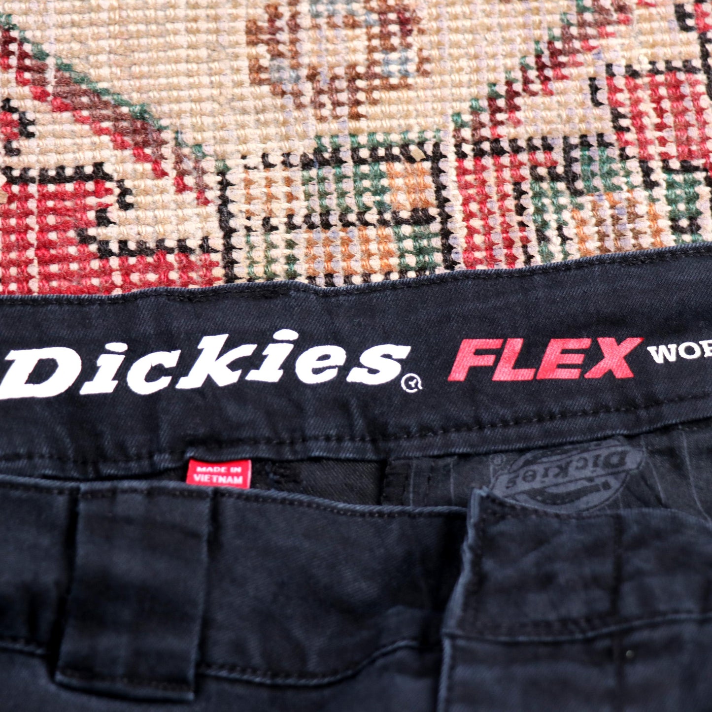 Dickies W28 L31 Flared Black Cotton Blend Trousers
