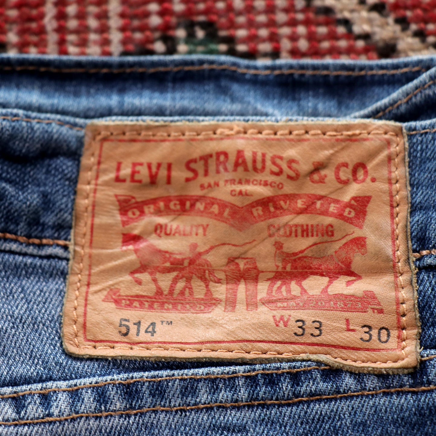 Levi's 514 Orange Tab W32 L30 Straight Leg Blue Denim Jeans