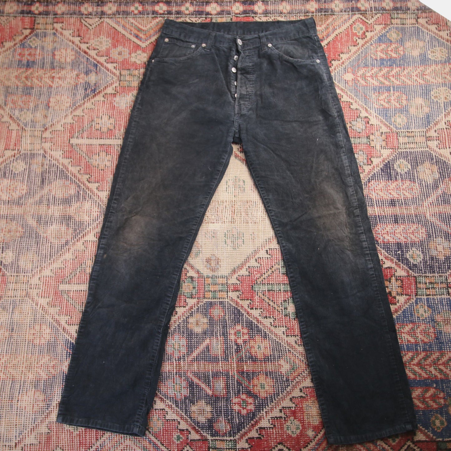 Levi's 551 W32 L30 Straight Leg Loose Fit Black Corduroy Trousers