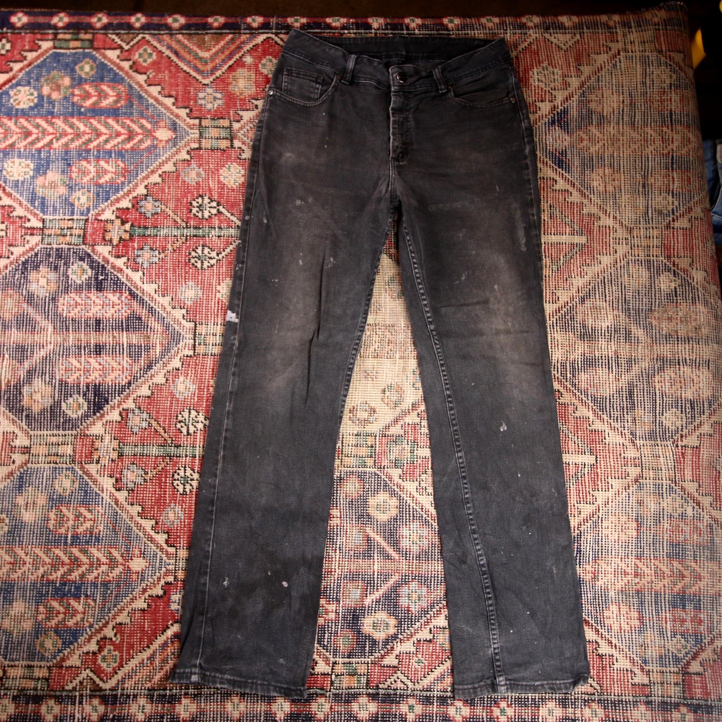Lee W32 L32 Straight Leg Relaxed Fit Black Denim Jeans