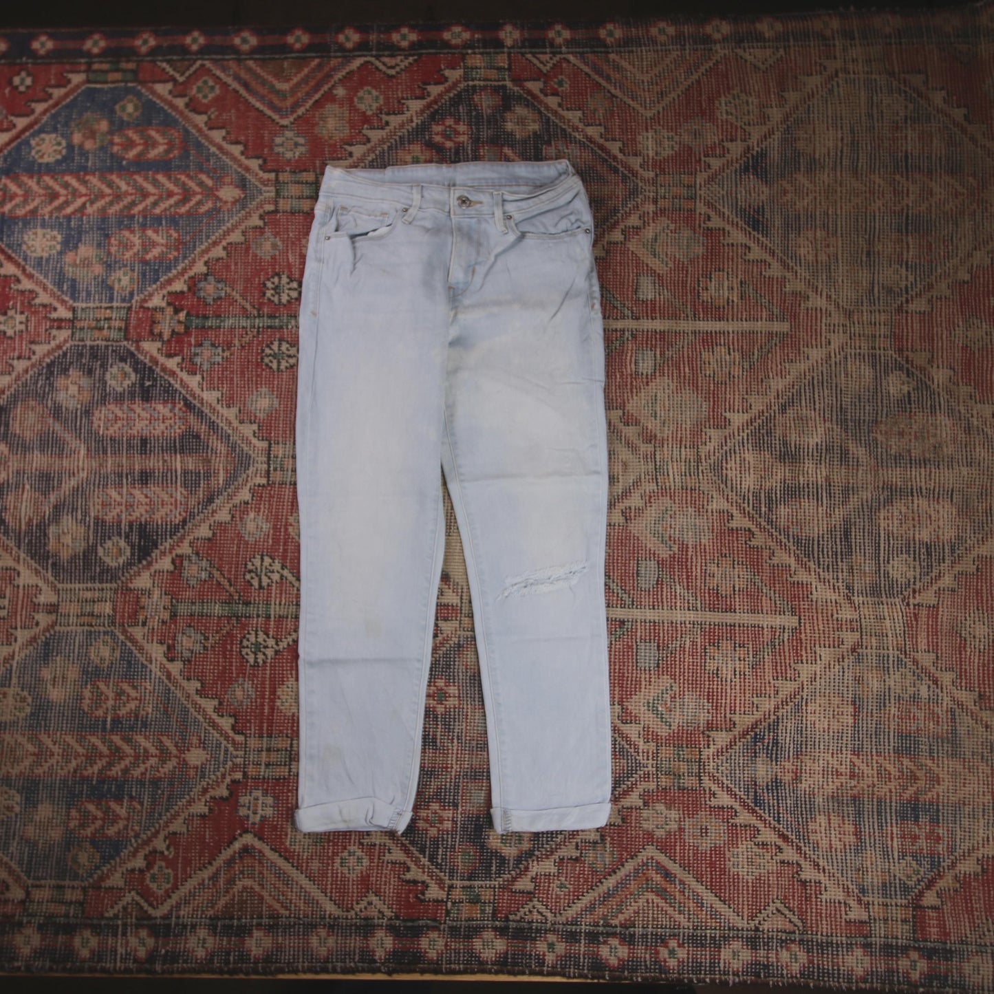 Levi's W26 L24 Skinny Classic Ripped Style Blue Denim Jeans