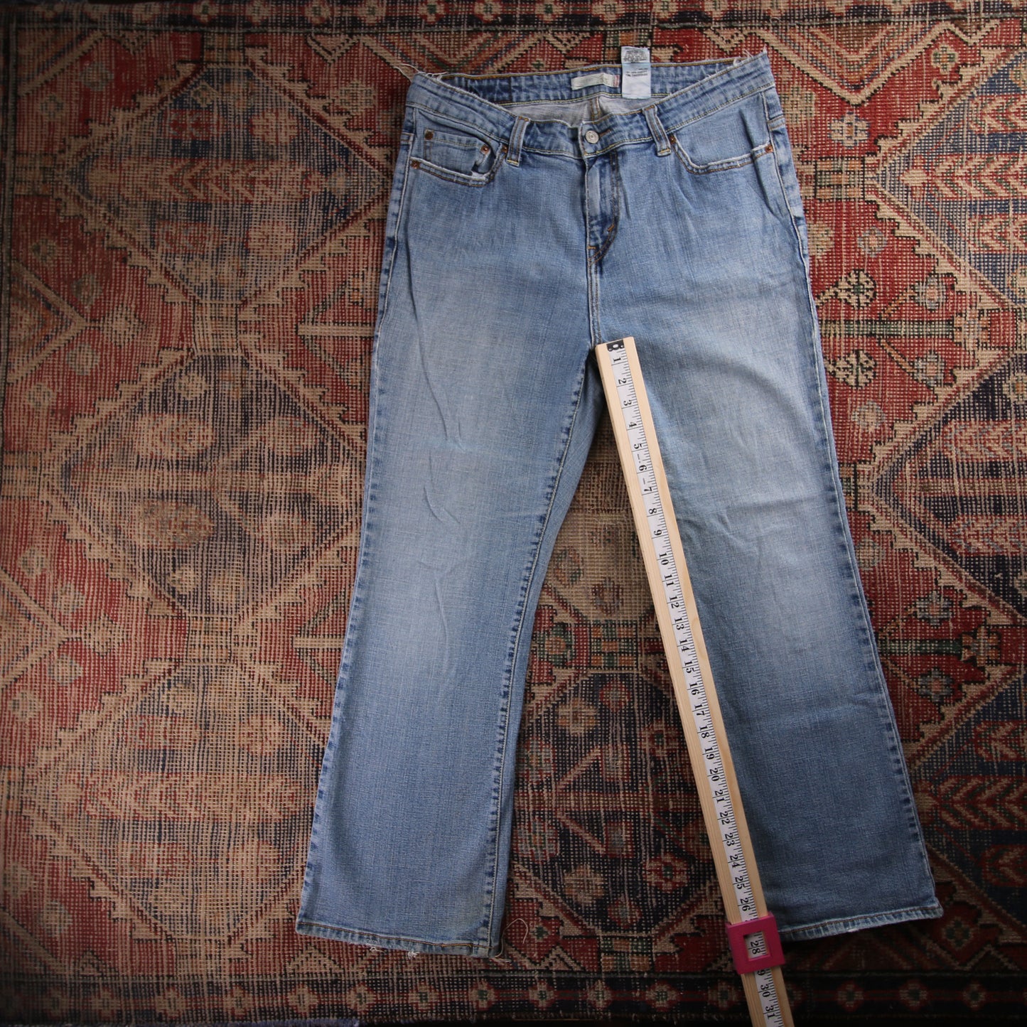 Levi's 525 Red Tab W34 L28 Bootcut Slim Fit Blue Denim Jeans