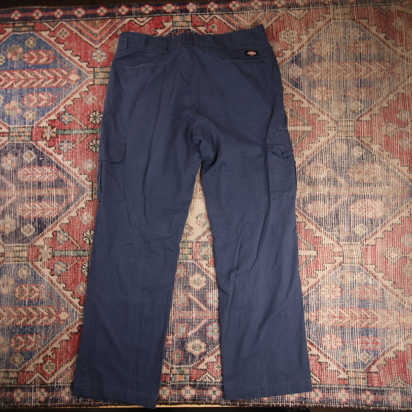 Dickies W38 L30 Cargos Blue Cotton Blend Trousers