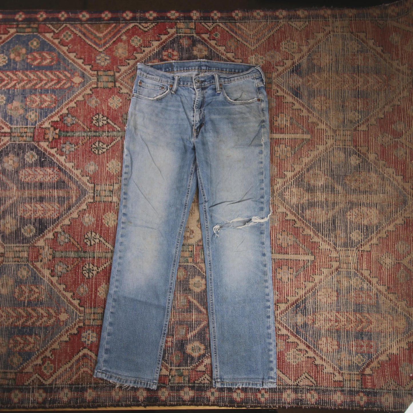 Levi's W30 L27 Straight Leg Classic Ripped Style Blue Denim Jeans