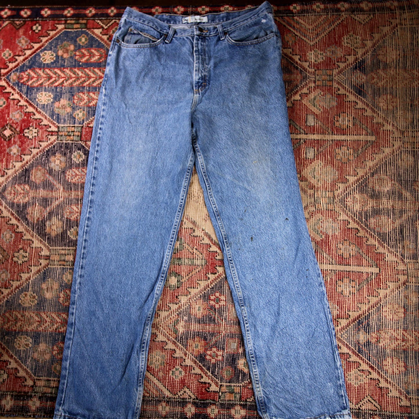 Lee W36 L34 Straight Leg Relaxed Fit Blue Denim Jeans