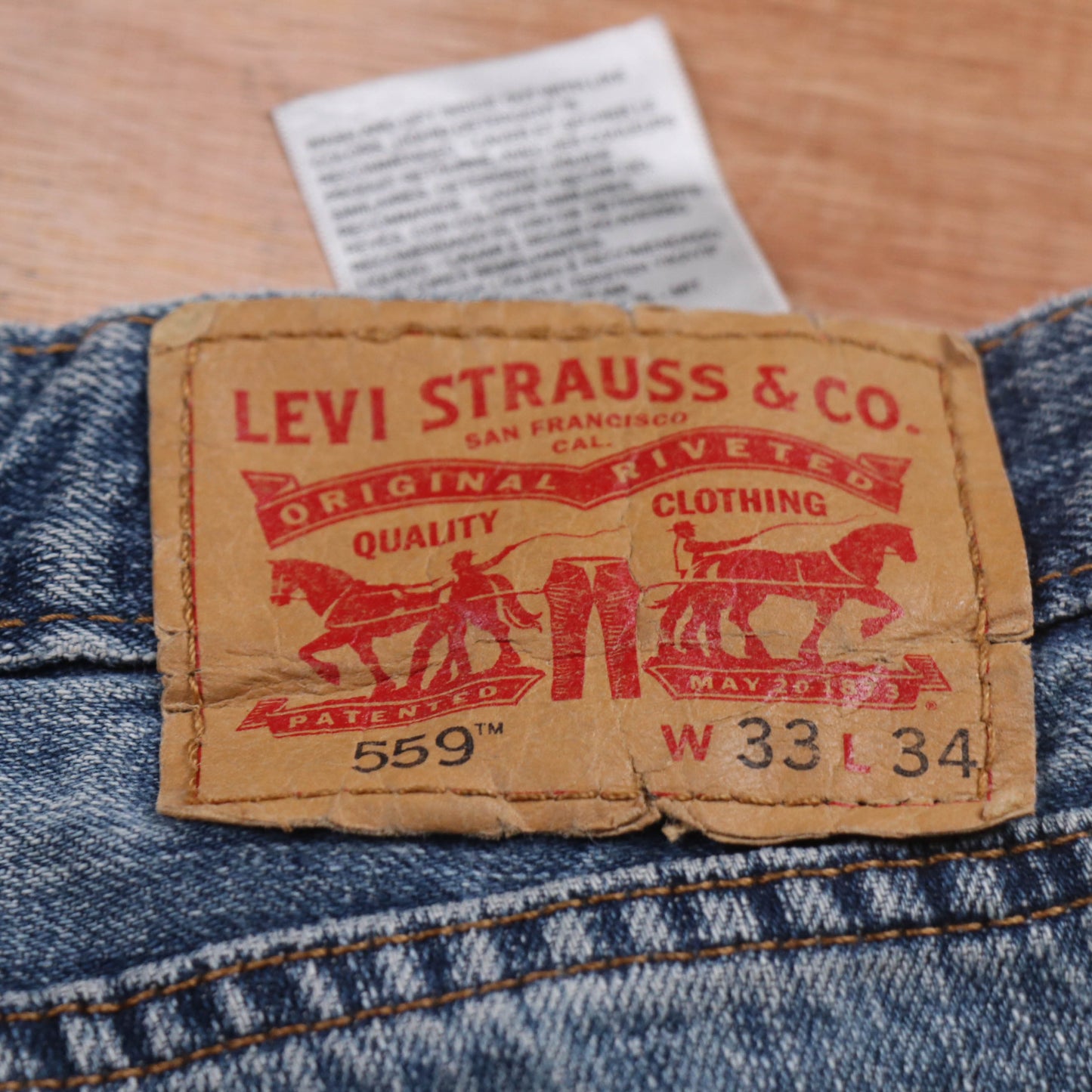 Levi's 559 Red Tab W34 L32 Straight Leg Relaxed Fit Blue Denim Jeans
