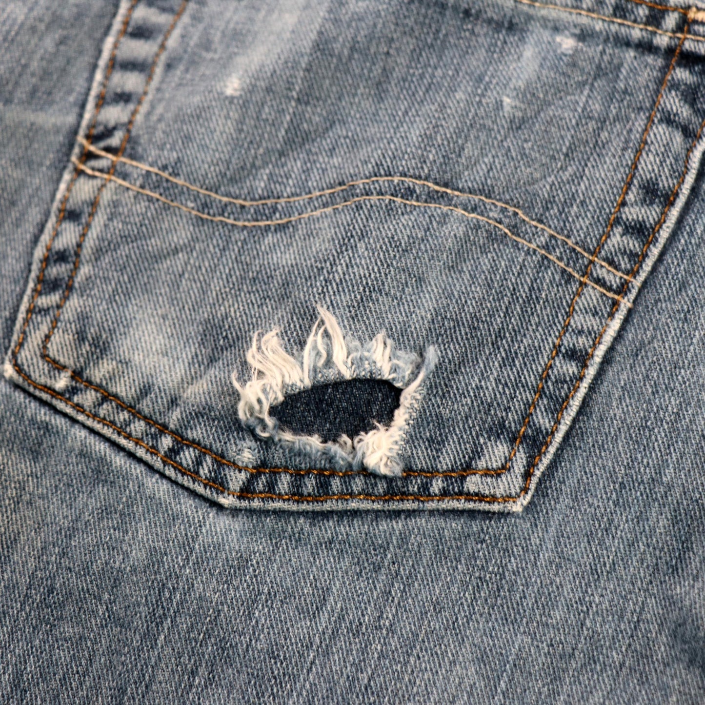 Lee W36 L32 Straight Leg Relaxed Fit Classic Ripped Style Blue Denim Jeans