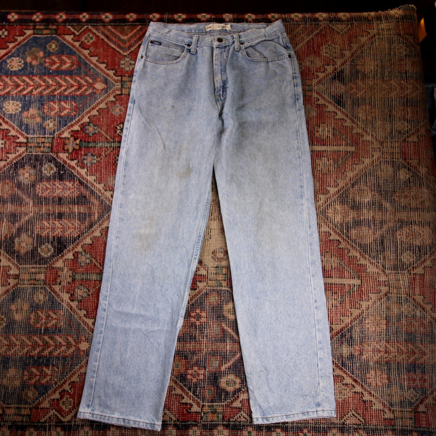 Lee W32 L32 Straight Leg Relaxed Fit Blue Denim Jeans