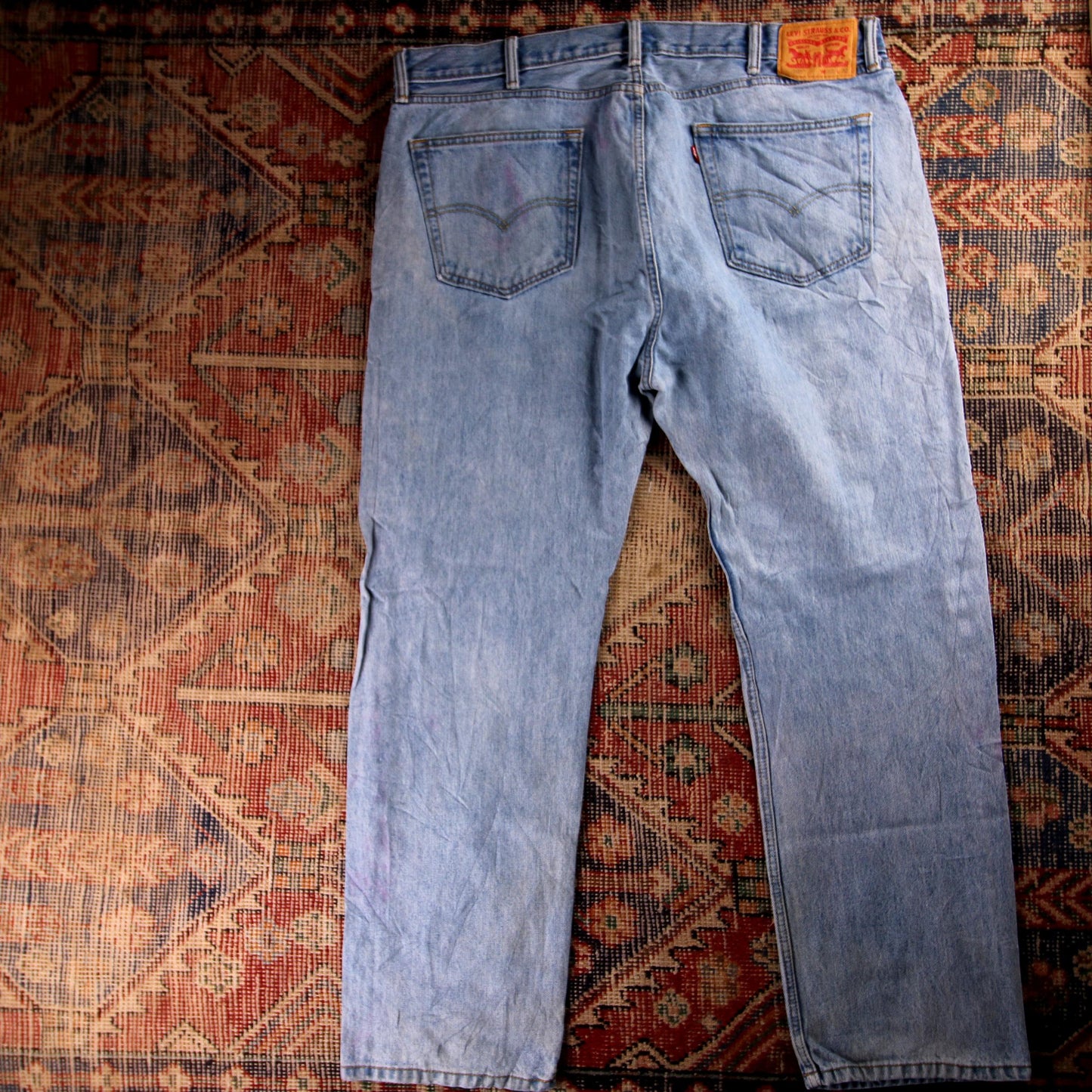 Levi's 505 Orange Tab W42 L28 Straight Leg Regular Fit Blue Denim Jeans