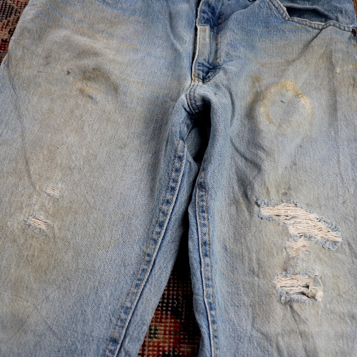 Lee W32 L31 Straight Leg Relaxed Fit Classic Ripped Style Blue Denim Jeans