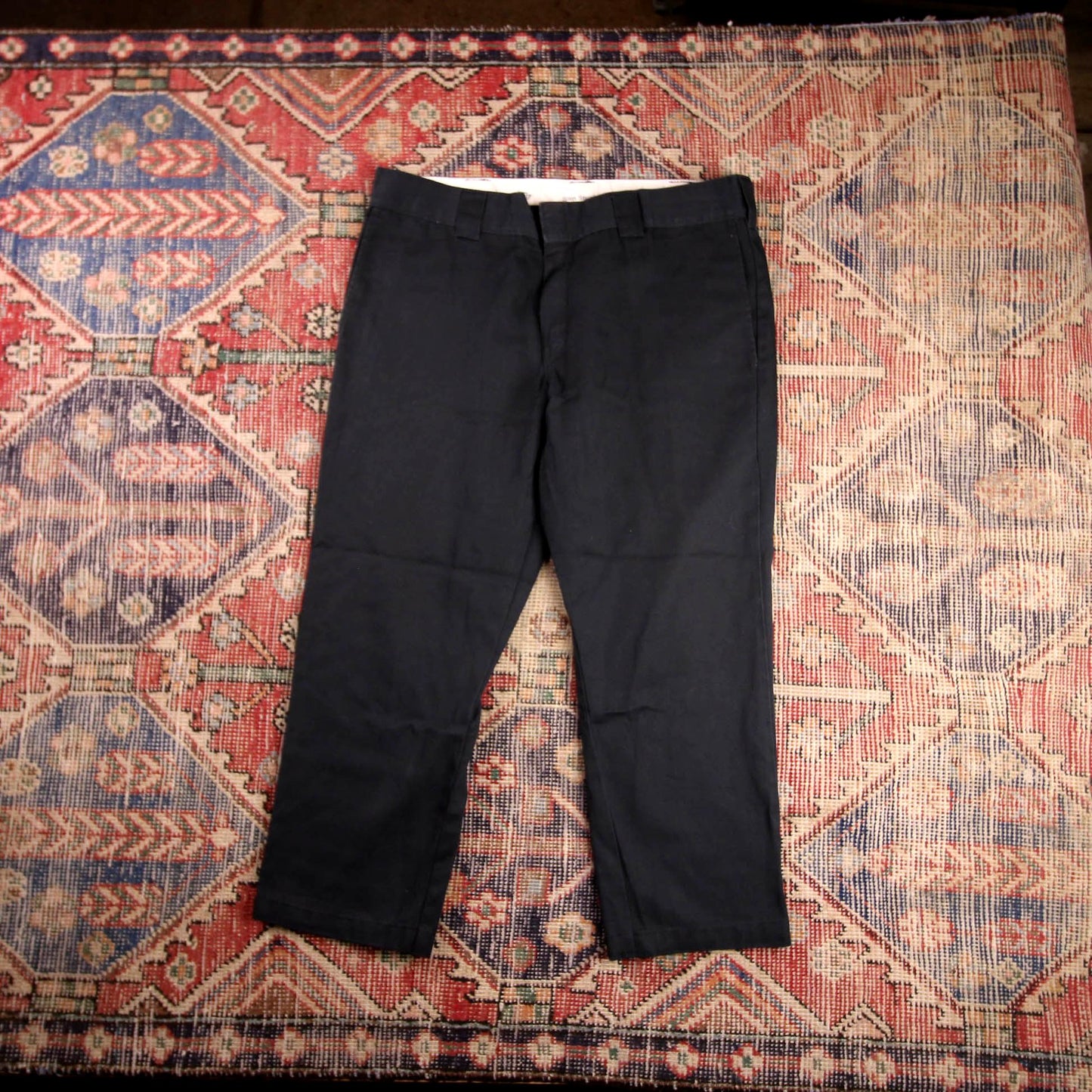Dickies W34 L24 Straight Leg Slim Fit Black Cotton Blend Trousers