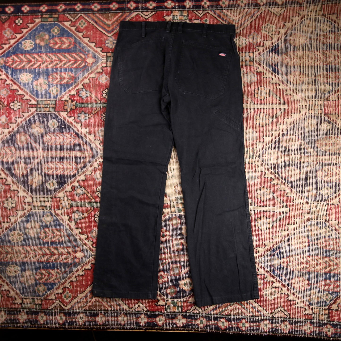 Dickies W34 L28 Straight Leg Black Cotton Blend Trousers