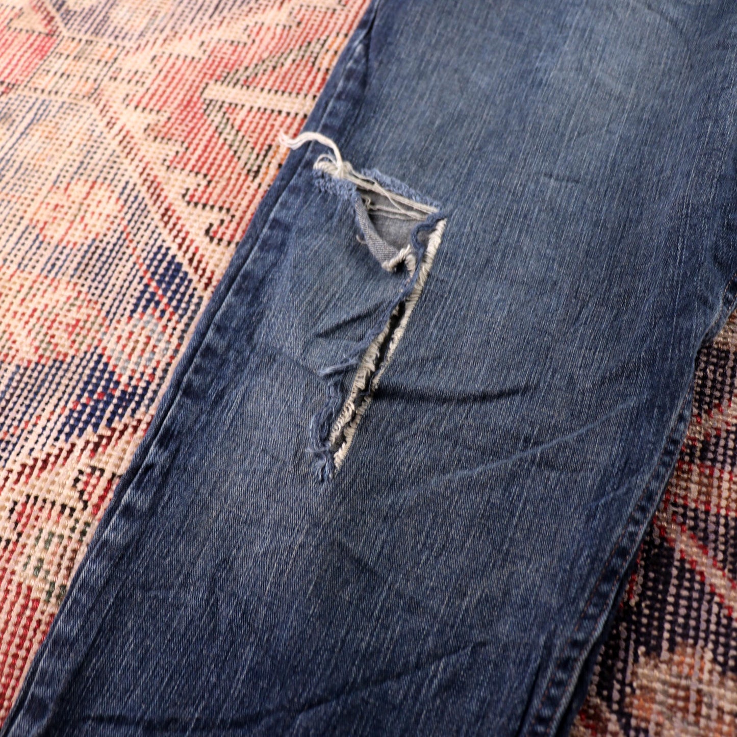 Wrangler W36 L30 Straight Classic Ripped Style Blue Denim Jeans