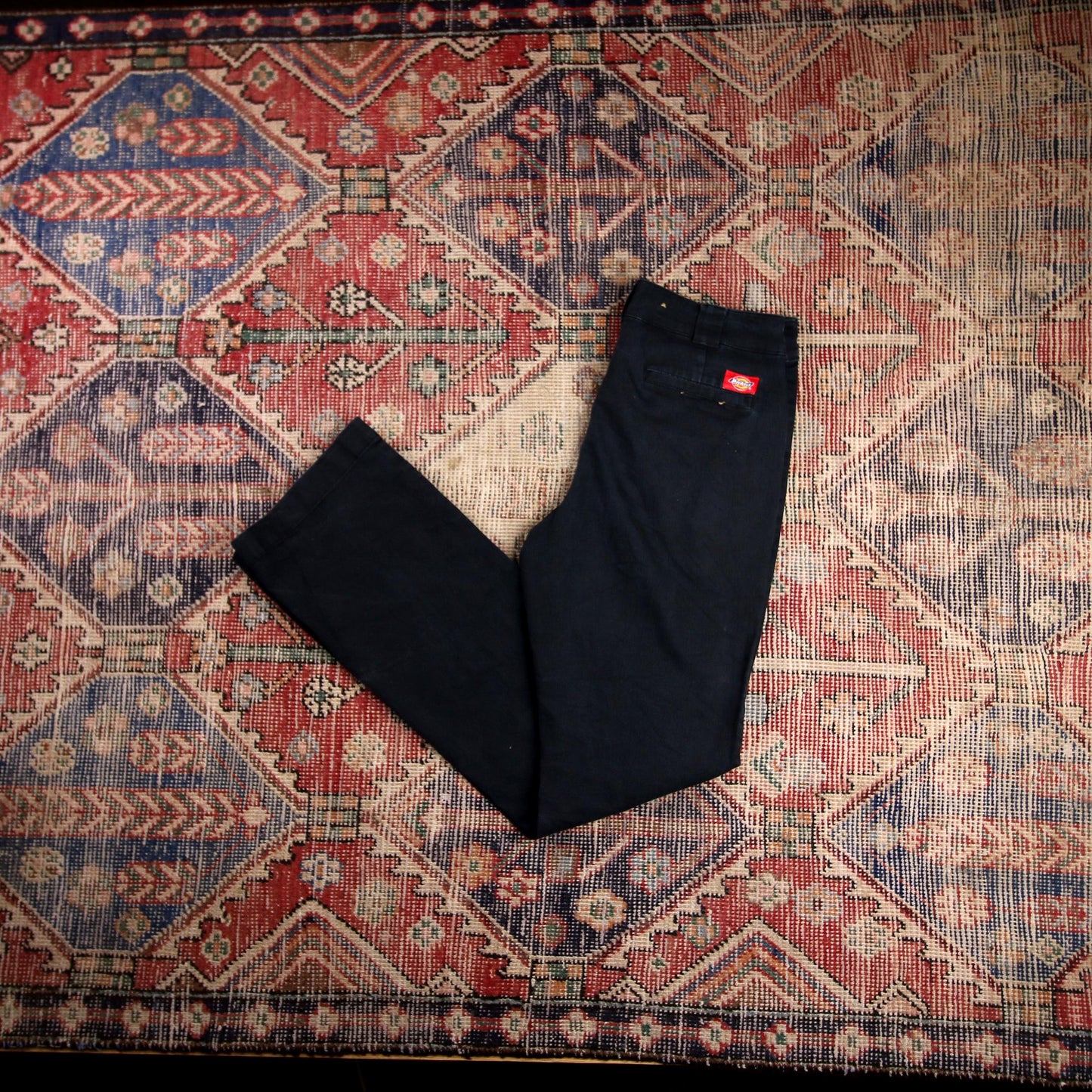 Dickies W28 L31 Flared Black Cotton Blend Trousers