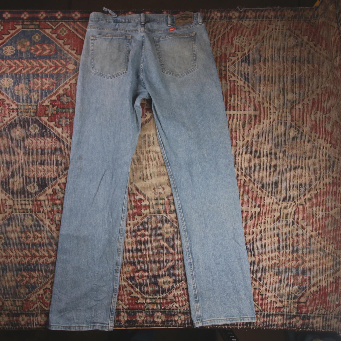 Wrangler W36 L34 Straight Leg Relaxed Fit Blue Denim Jeans