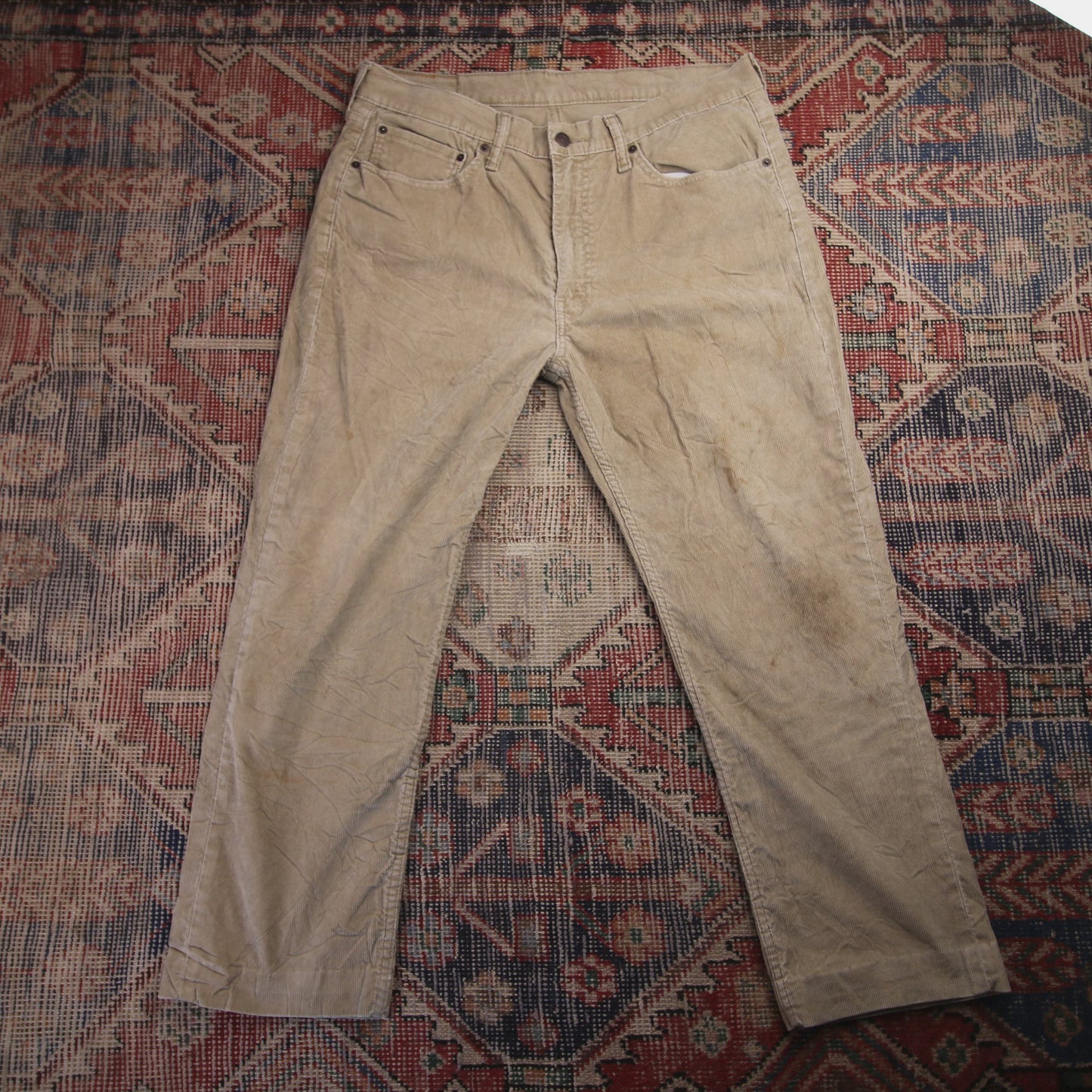 Levi's 514 W36 L27 Straight Leg Beige Corduroy Trousers