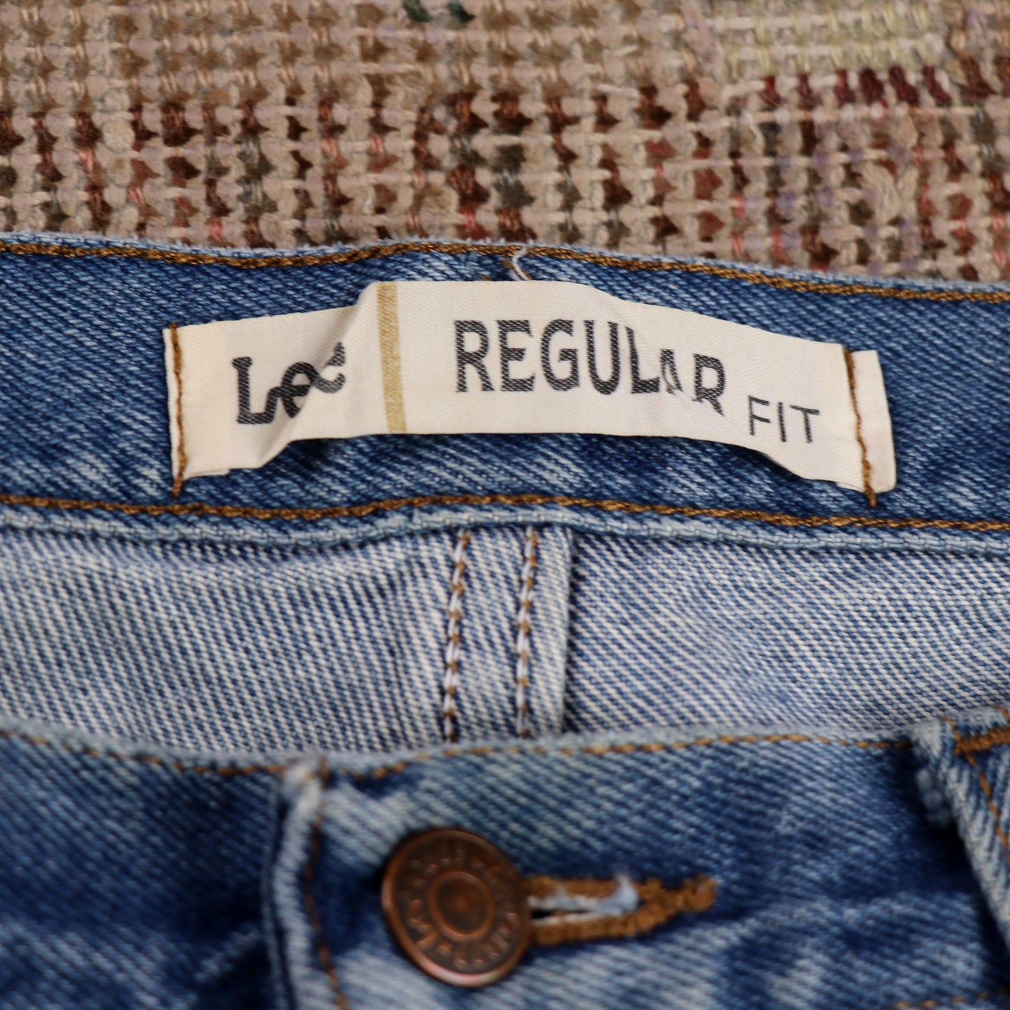 Lee W38 L28 Straight Leg Regular Fit Blue Denim Jeans