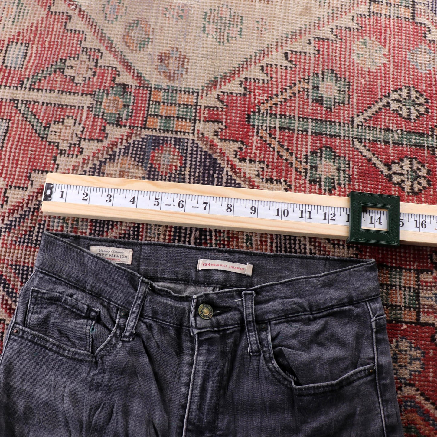 Levi's 724 Black Tab W28 L28 Straight Leg Grey Denim Jeans