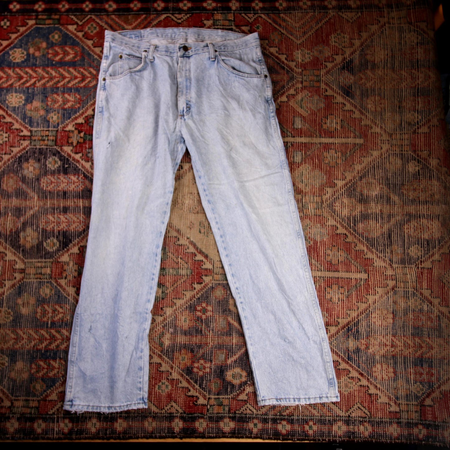 Wrangler W34 L29 Straight Leg Relaxed Fit Blue Denim Jeans
