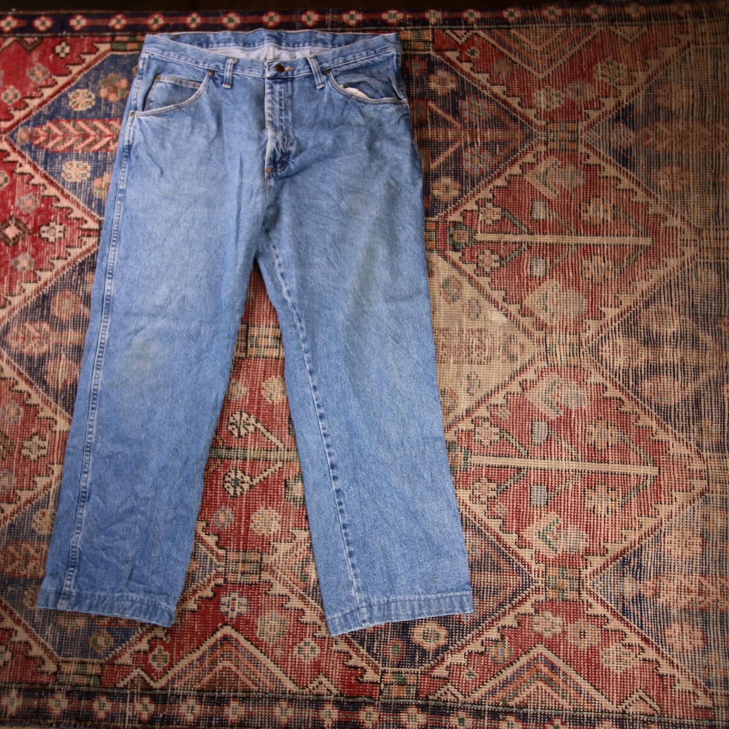 Wrangler W36 L28 Straight Leg Relaxed Fit Blue Denim Jeans