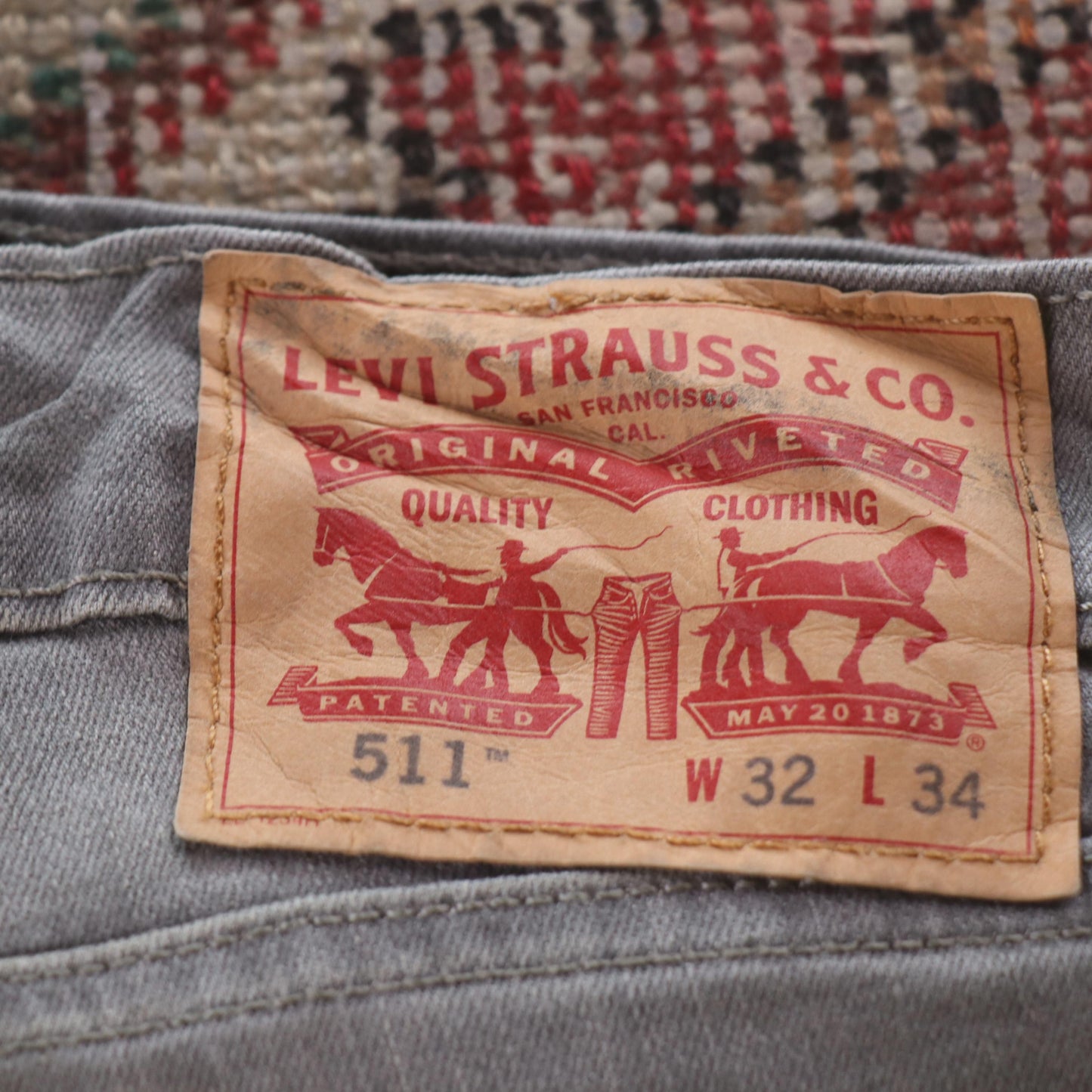 Levi's 511 Red Tab W32 L33 Slim Fit Grey Denim Jeans