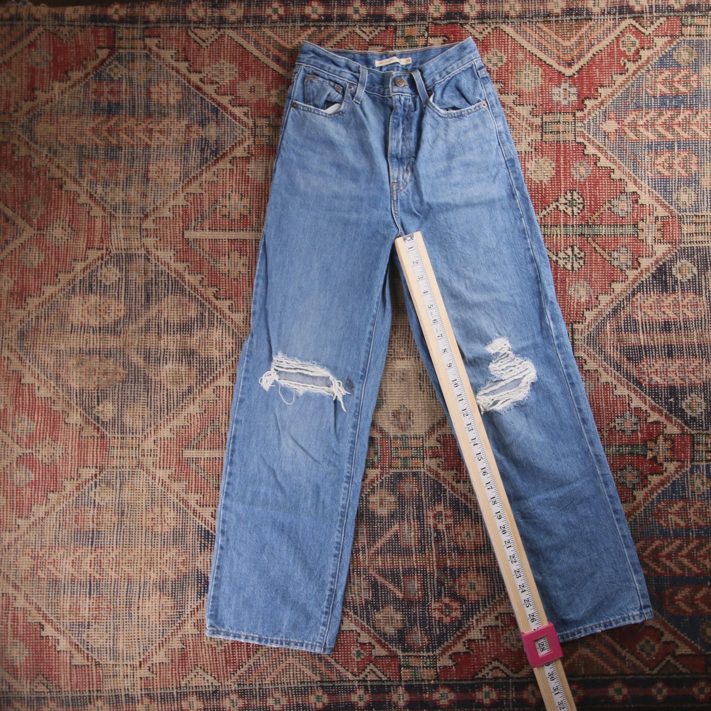 Levi's 721 Red Tab W24 L28 Loose Blue Denim Jeans