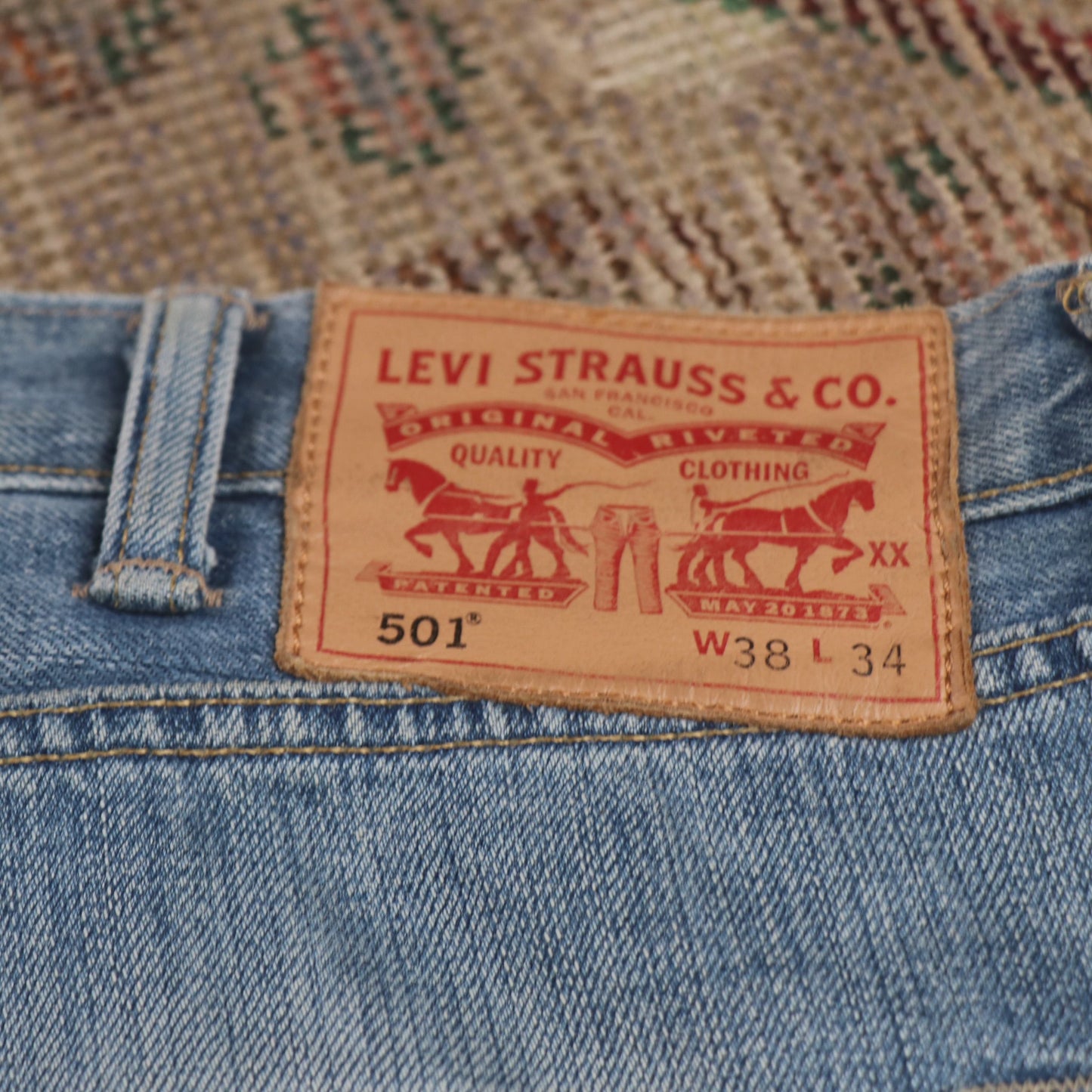 Levi's 501 W38 L34 Original Fit Blue Denim Jeans