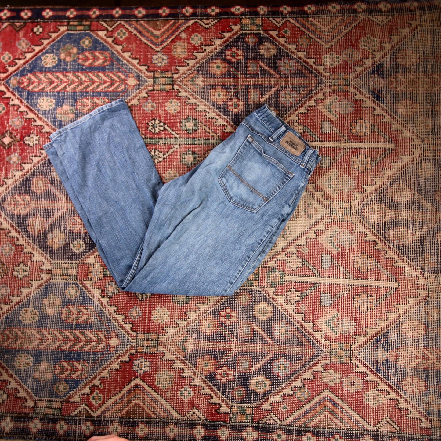 Wrangler W36 L32 Straight Leg Relaxed Fit Blue Denim Jeans