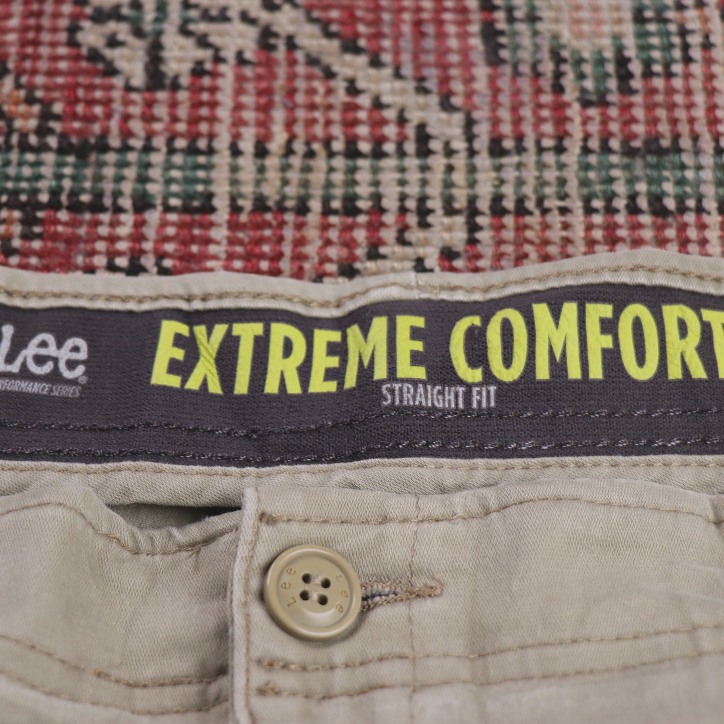Lee W36 L27 Straight Leg Regular Fit Beige Denim Trousers
