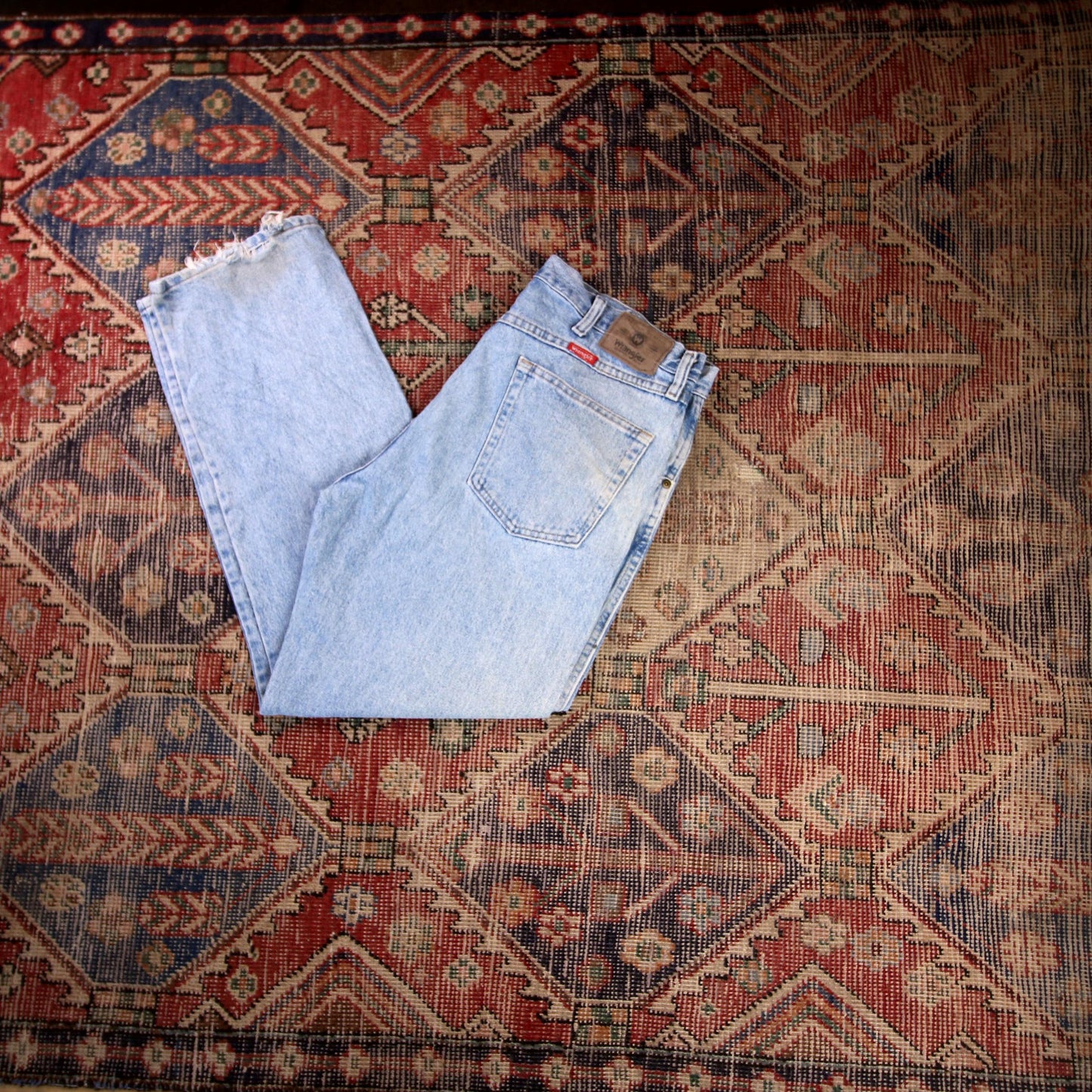 Wrangler W34 L32 Straight Leg Relaxed Fit Blue Denim Jeans