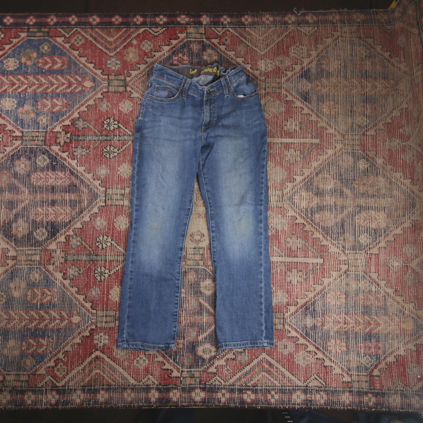 Lee W28 L24 Straight Leg Blue Denim Jeans