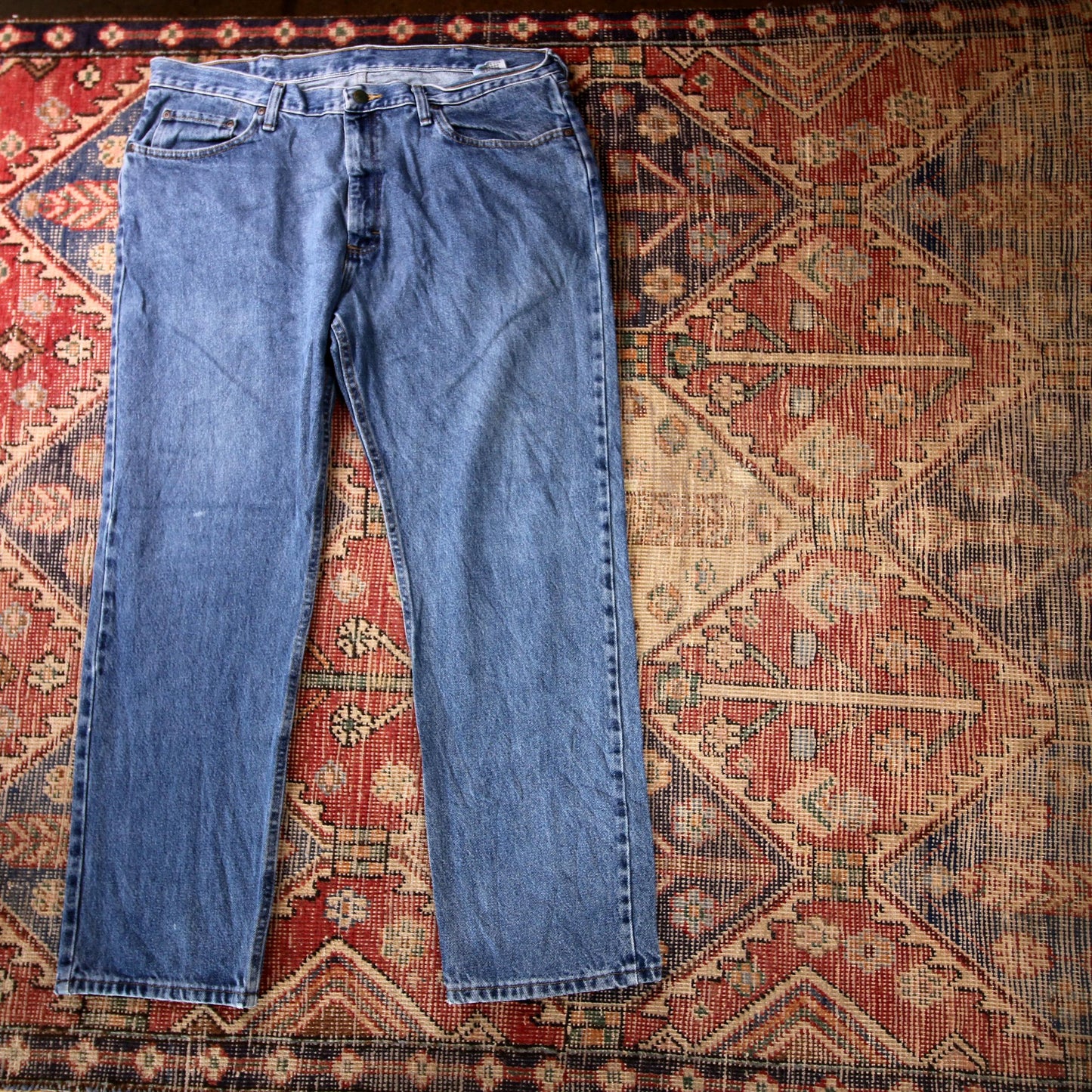 Wrangler W38 L30 Straight Leg Relaxed Fit Blue Denim Jeans