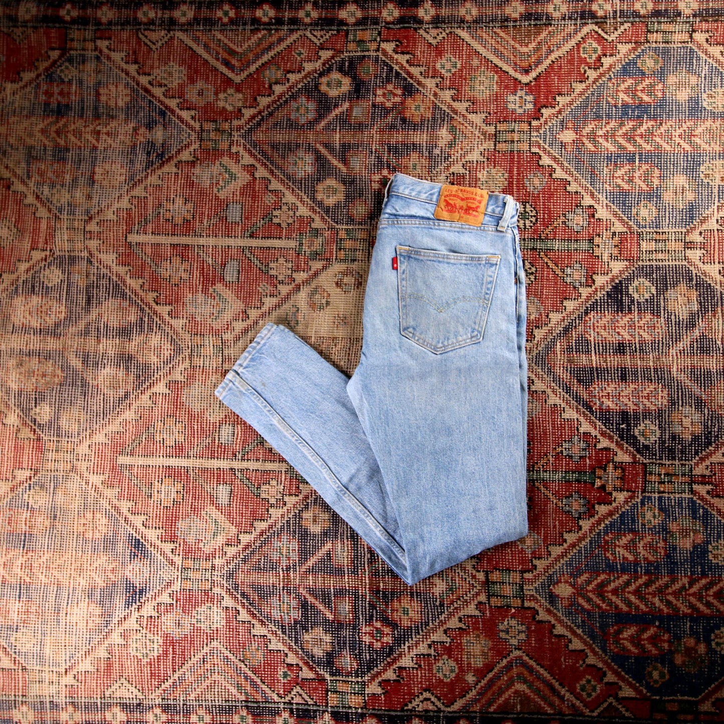 Levi's 512 Orange Tab W24 L30 Tapered Leg Slim Fit Blue Denim Jeans