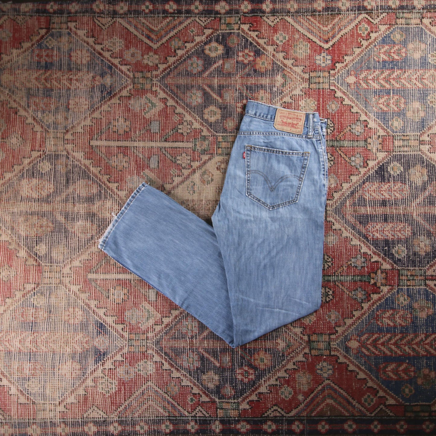 Levi's 505 Red Tab W34 L33 Straight Leg Regular Fit Blue Denim Jeans