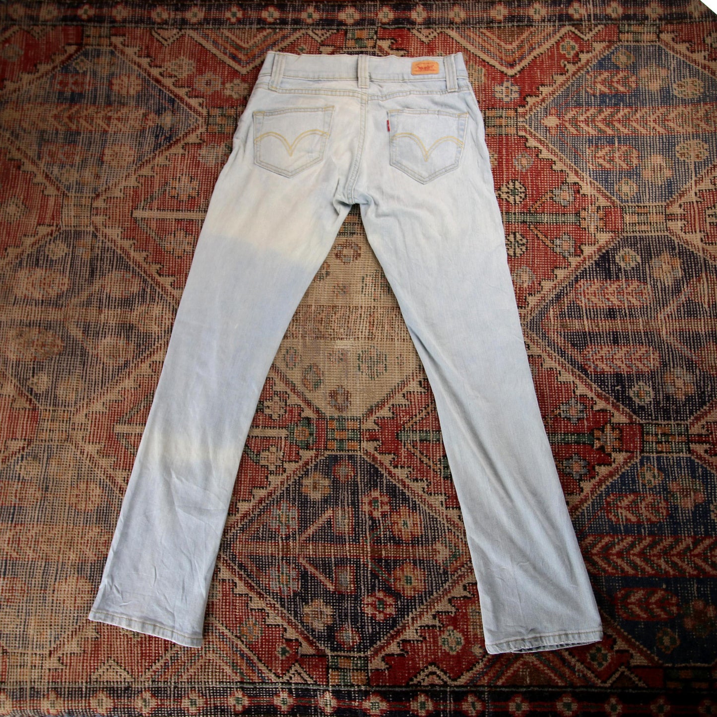 Levi's W28 L29 Flared Distressed Style Blue Denim Jeans