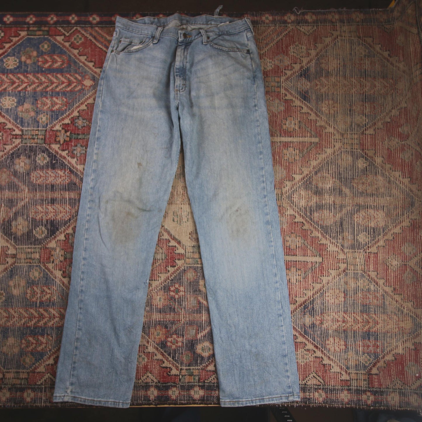 Wrangler W36 L34 Straight Leg Relaxed Fit Blue Denim Jeans