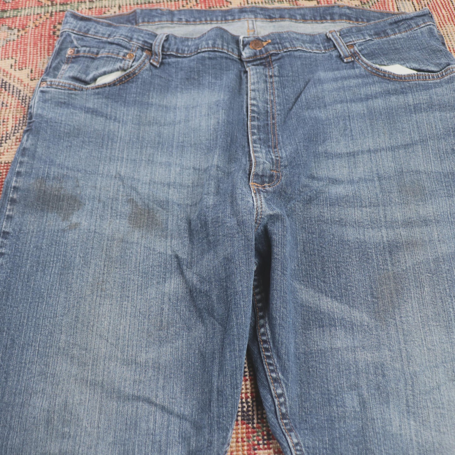Wrangler W40 L29 Straight Leg Loose Fit Blue Denim Jeans